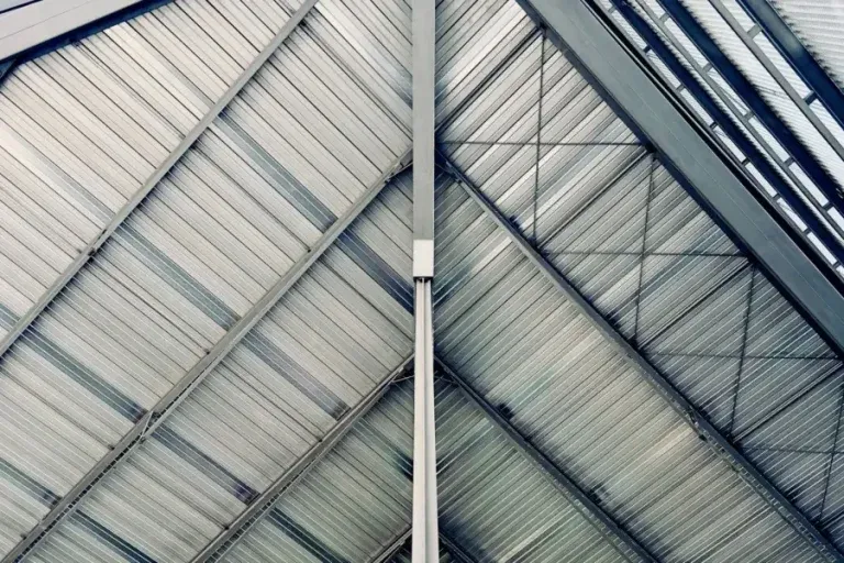 Standing seam metal roof with clean symmetrical panel lines
