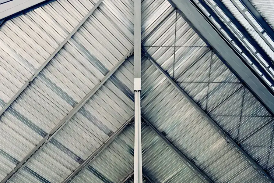 Standing seam metal roof with clean symmetrical panel lines