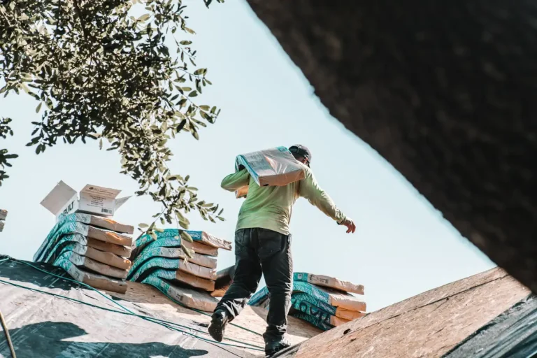 Close up of a roof repair in progress